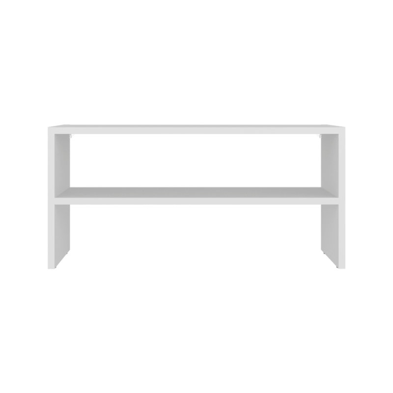 Shoe Rack, 2 Open Shelves, Low Horizontal Design, Freestanding Unit, Bedroom Use, White, White