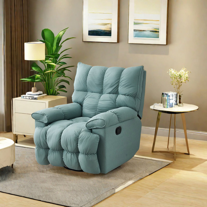Stearl Swivel Recliner, Light Green Leathaire