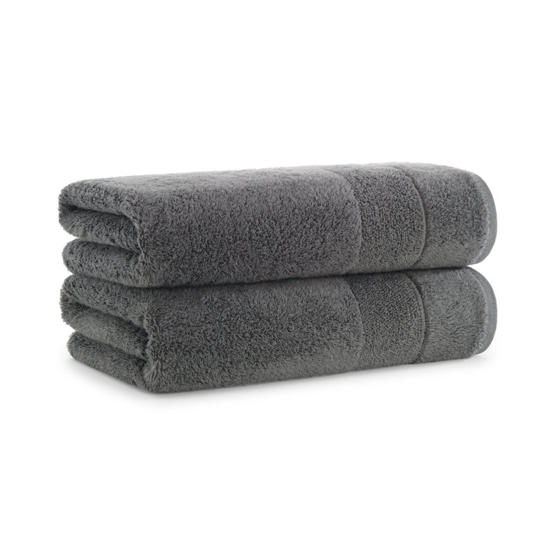 Serviette de bain 2 pièces Cherl, Étain