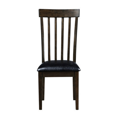 2 chaises en bois avec siège rembourré en similicuir noir - mobilier de salle à manger de finition bois