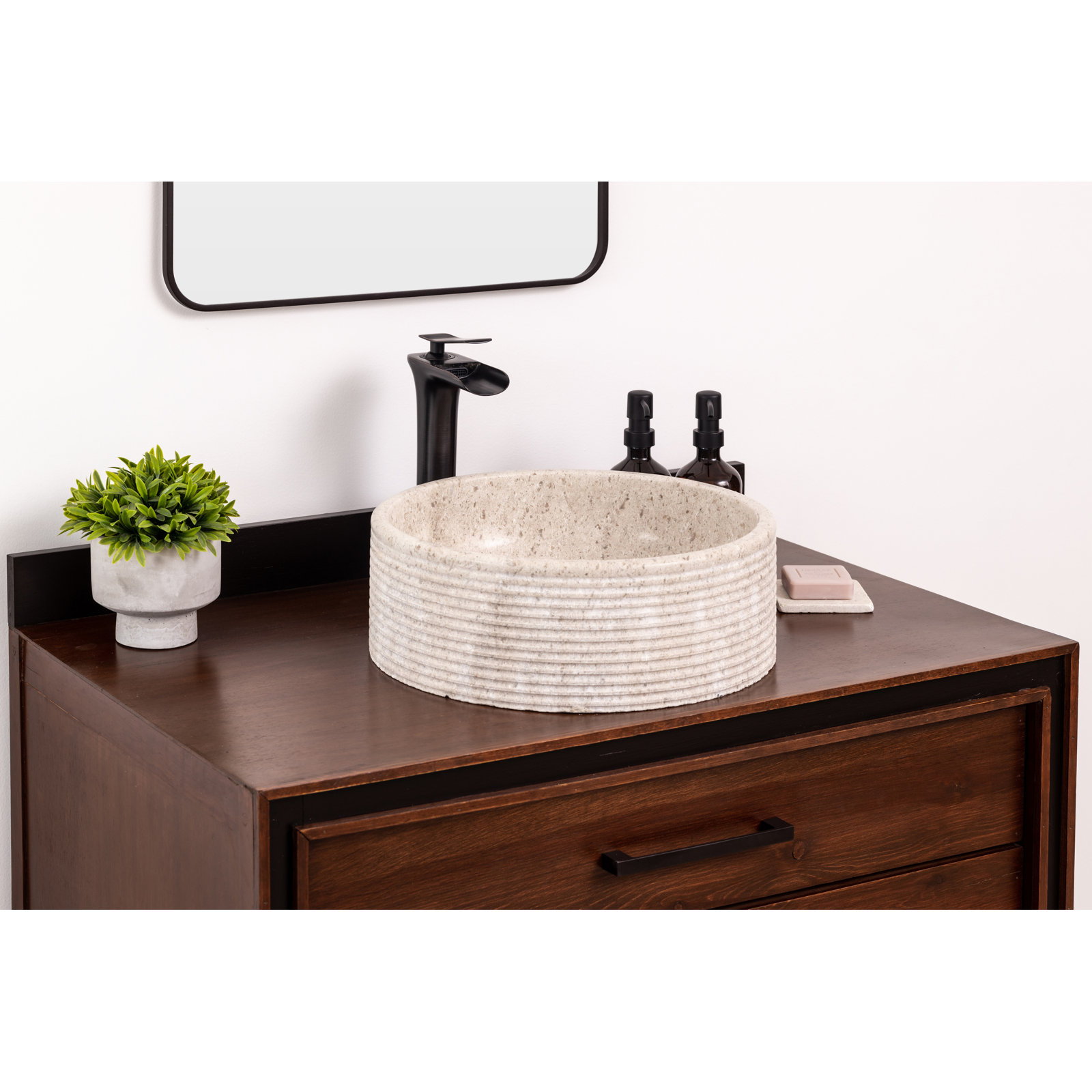 Bolo Stone Circular Vessel Bathroom Sink