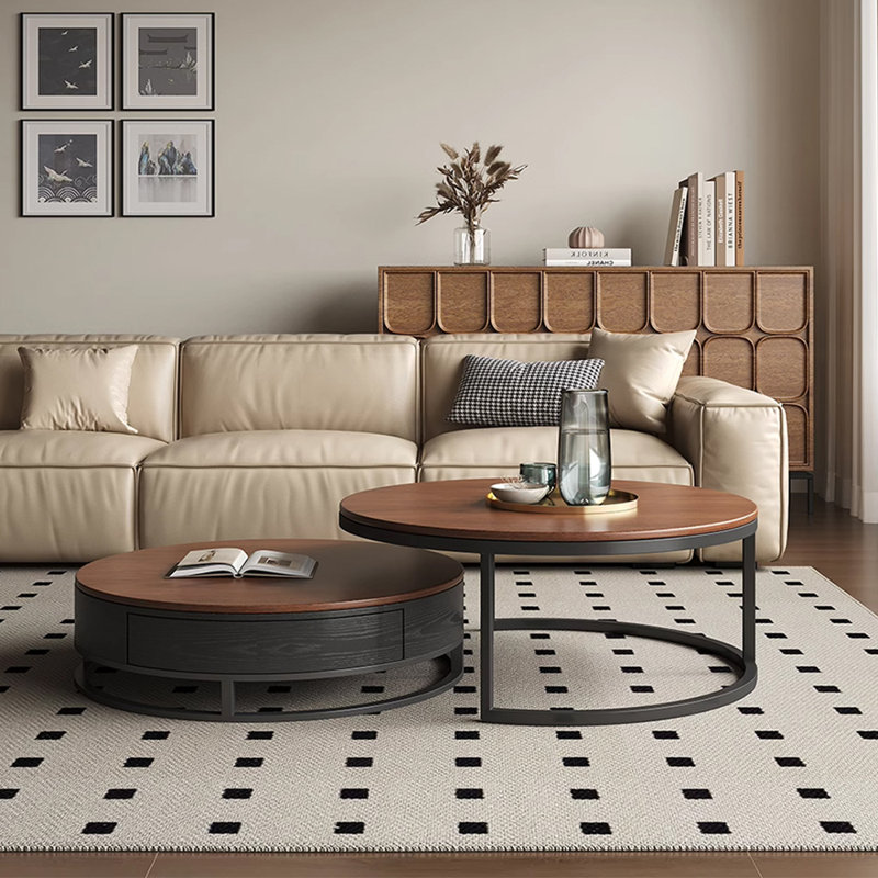 View of Blisstyle Vintage Round Coffee Table with Storage in 30.3 Inch for ...