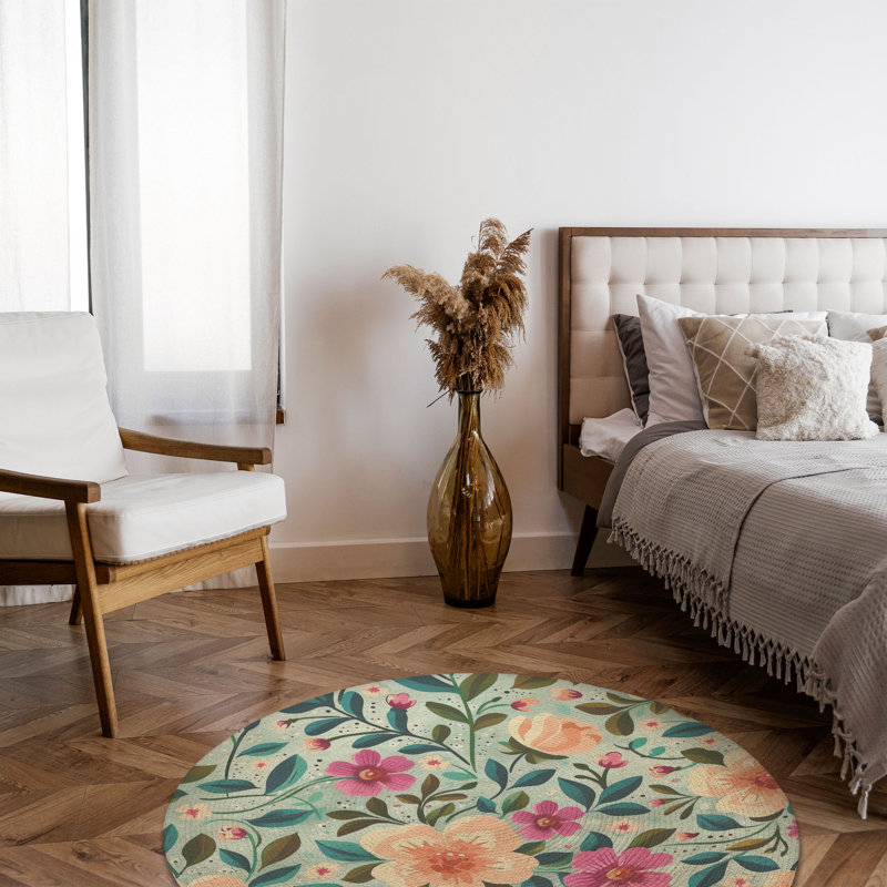 Tapis tressé Fresh Petals & Blooms, Rond 5 pi