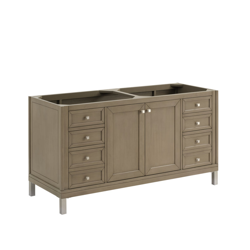 Chicago 60'' W Double Bathroom Vanity Base, Brown
