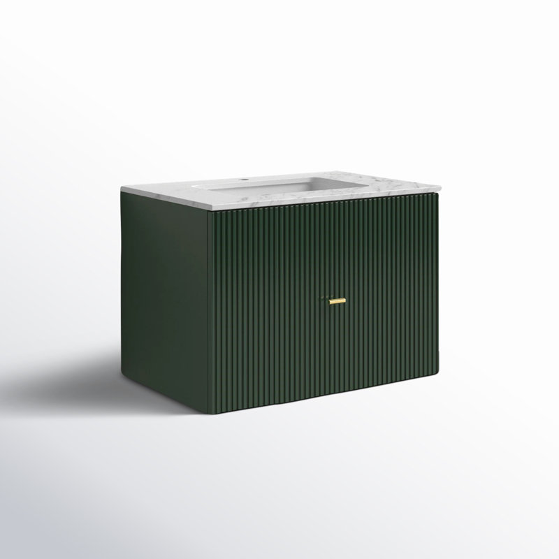 Meuble-lavabo mural moderne de 30 po Jamell, Vert forêt, Blanc