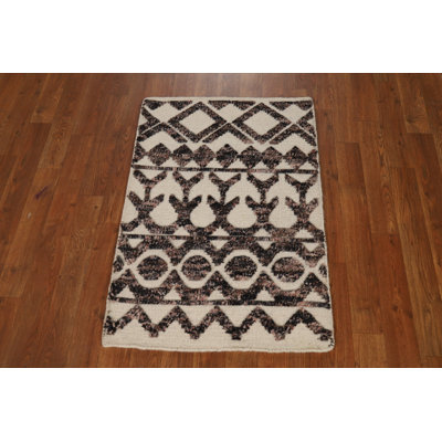 Geometric Wool Moroccan Indian Rug 2x3