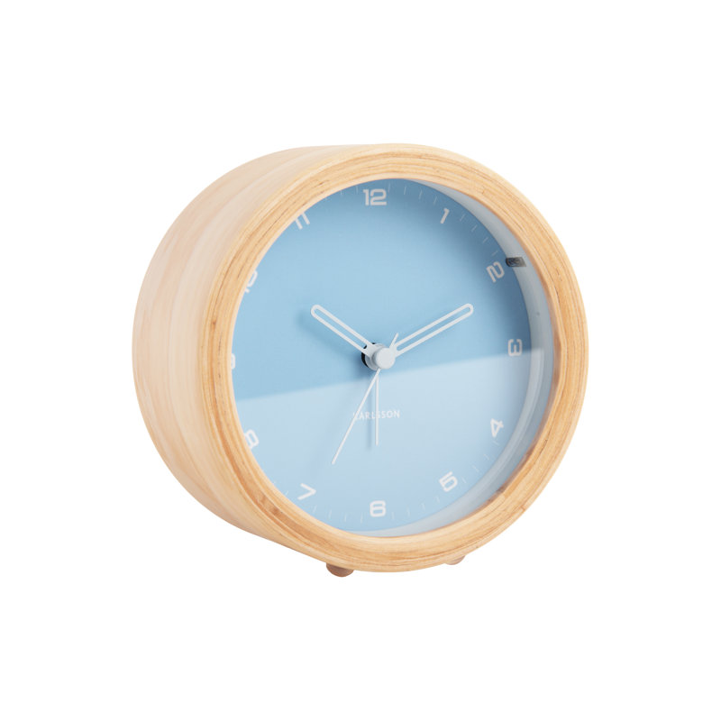 Wood Mechanical Alarm Tabletop Clock, Blue