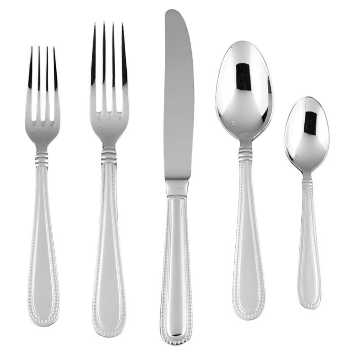Fortessa Caviar 5 Piece 18/10 Stainless Steel Flatware Set, Service for 1