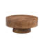 Table basse de 31,49 po en noyer moderne avec placage de bois de ronce - Petite table basse ronde de salon avec piédestal robuste pour bureau d'appartement