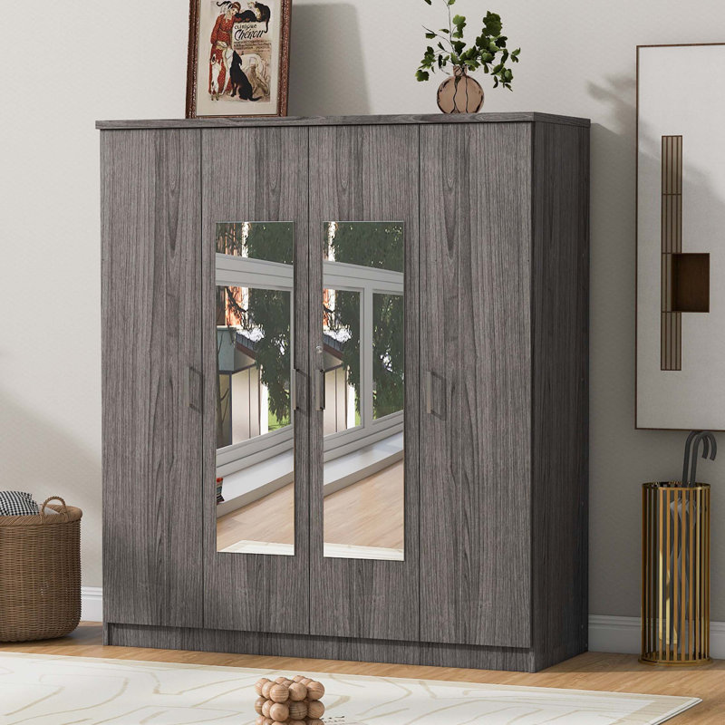 Armoire 4 portes avec 1 tiroir, Gris