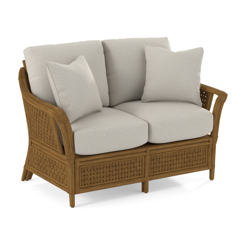 Boca 55'' Upholstered Loveseat, Havana, White Performance Fabric; 
