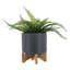 Jardinière 8 po avec support en bois, gris mat-1977365319