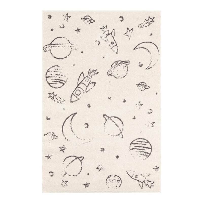 Machine Woven Polypropylene Plastic Rug, Rectangle 3'11" x 5'11", Ivory