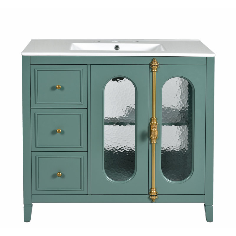 Meuble-lavabo moderne de 36 po avec cadre en bois massif