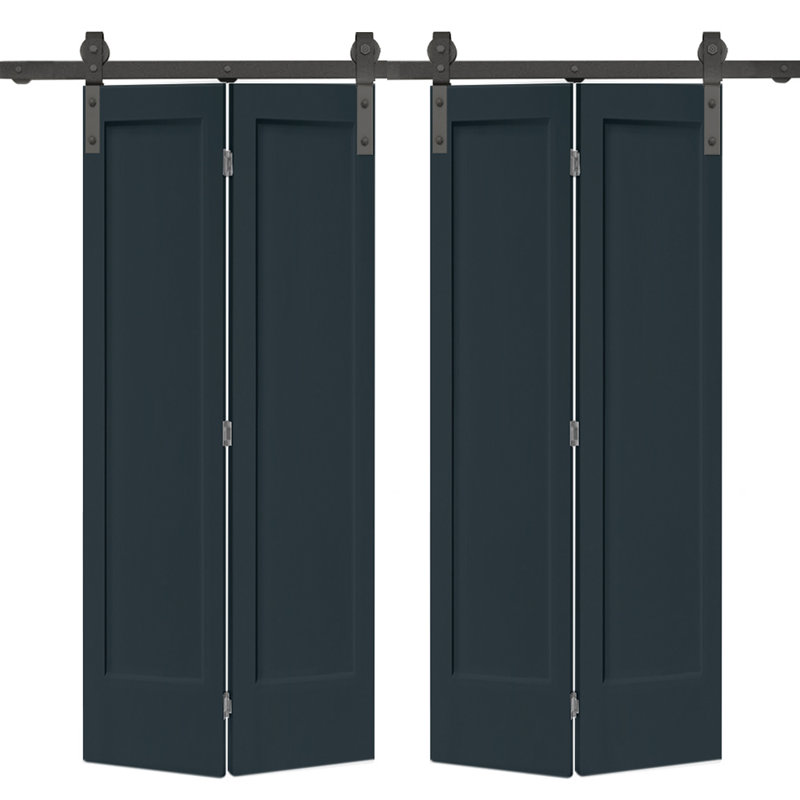 Portes de grange doubles en panneaux de fibres à densité moyenne composites avec ensemble de quincaillerie d'installation