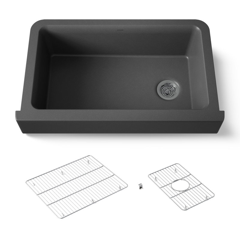 Cairn Undermount Single-Bowl Farmhouse Kitchen Sink, Matte Graphite