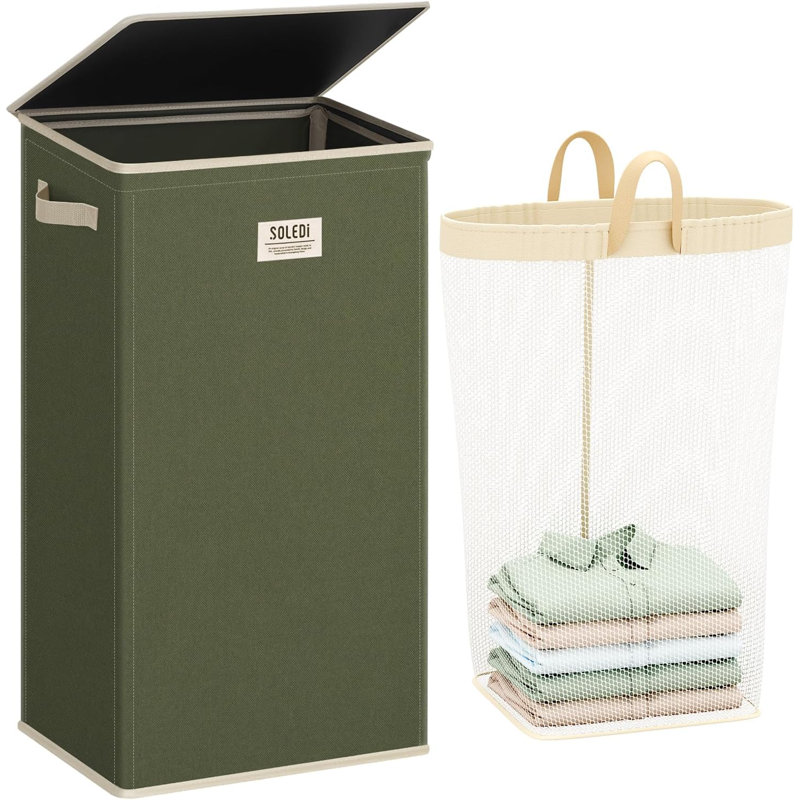 Fabric Laundry Hamper, Avocado Green