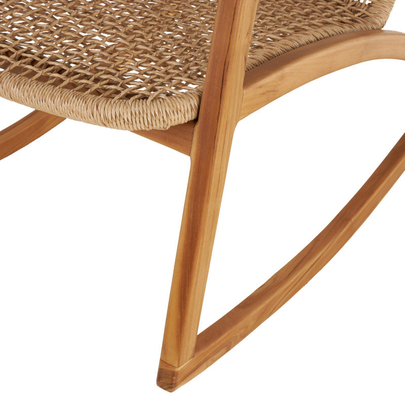 Cole And Grey Plastic Rattan Handmade Woven Rectangular Living Room Light Brown Accent Chair With Teak Frame
