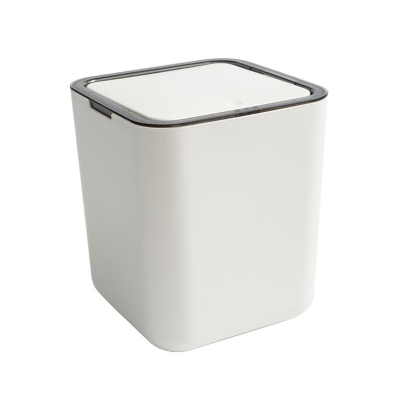Plastics trash can 1-Pack Mini Trash Can  Mini Tabletop Trash Can With Push Button Lid  White