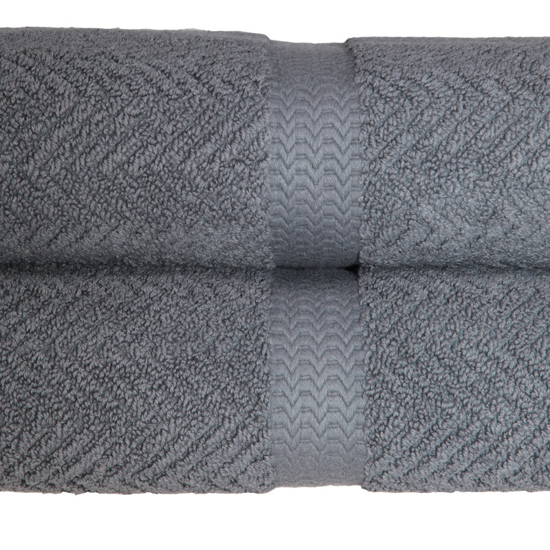 Serviette de bain en coton à chevrons, Gris