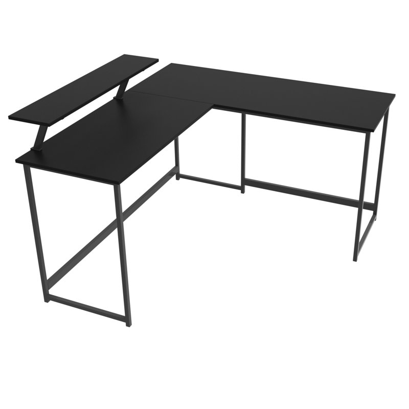 Cadmore L-Shaped Metal Base Computer Desk, Black