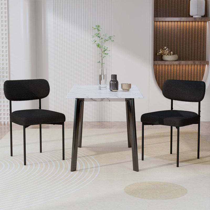 Chaise de salle à manger rembourrée l 19,7 po avec repose-pieds réglables Boucle, 2, Noir