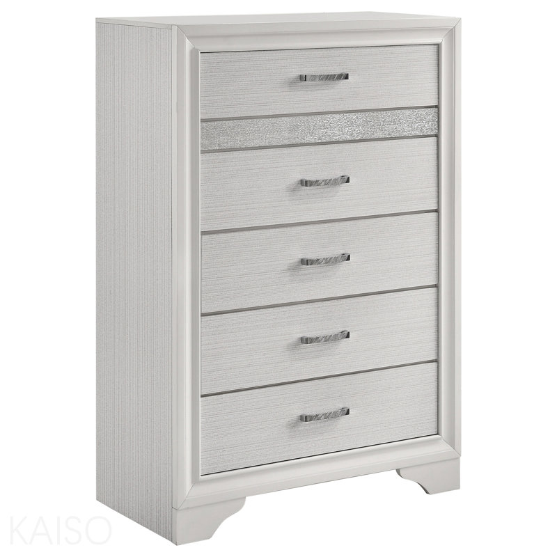 Commode de chambre blanche à 6 tiroirs, Blanc