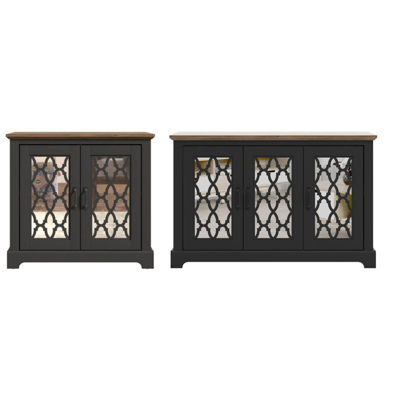 Ensemble de buffet 2 pièces Chessani, Noir / chêne noueux