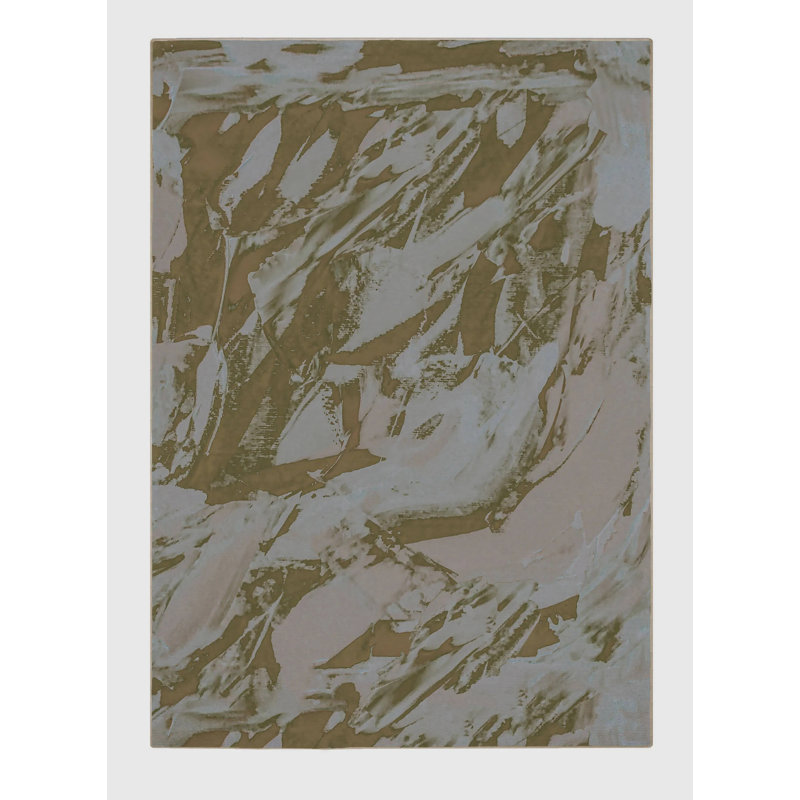 Tapis jaune / gris en polyester tissé à la machine Ery, Rectangle 2 pi x 3 pi
