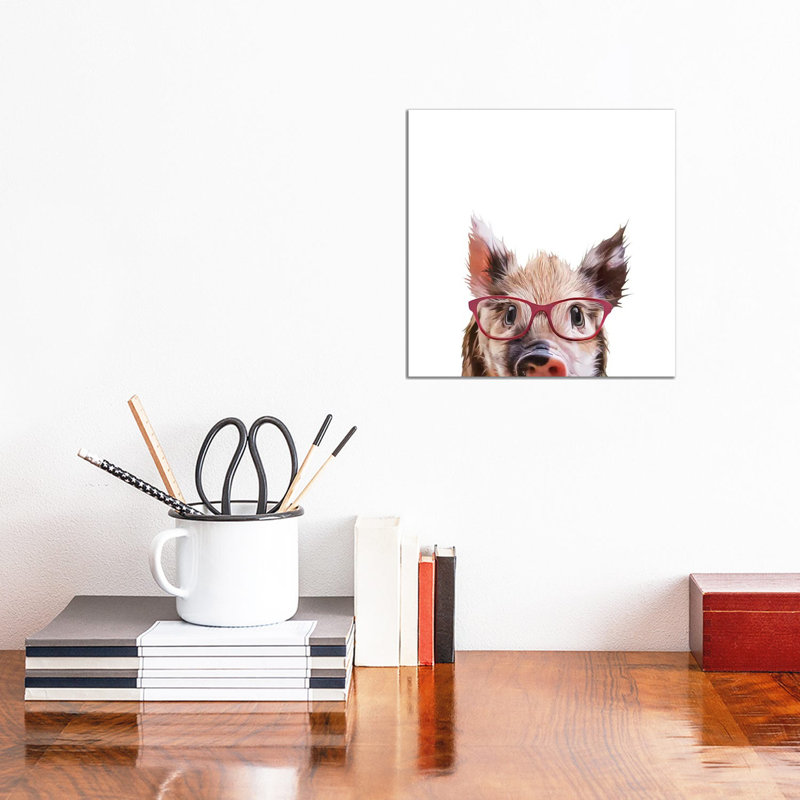 Peekaboo Pig by Kim Curinga - No Frame Gallery-Wrapped Canvas Giclée on Canvas, 30.48cm H x 30.48cm W