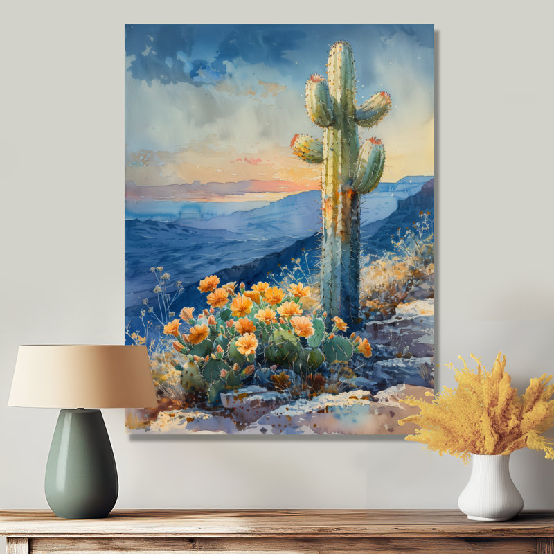 Cactus vert, vert, désert, merveille, H 32 po x l 24 po x P 1 po, Toile tendue