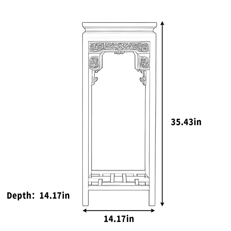 Support à fleurs pour support à bonsaï, H 35,43 po x l 14,17 po x P 14,17 po