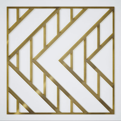 Gilcrest Decorative Fretwork Acrylic Wall Panels, Large, 23 3/8"W x 23 3/8"H x 1/8"T, Gold Mirror