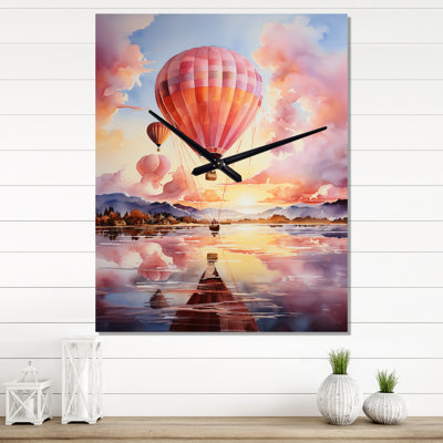 Hot Ballon Clouds Dreamy Horizons - Nautical & Beach Wall Clocks