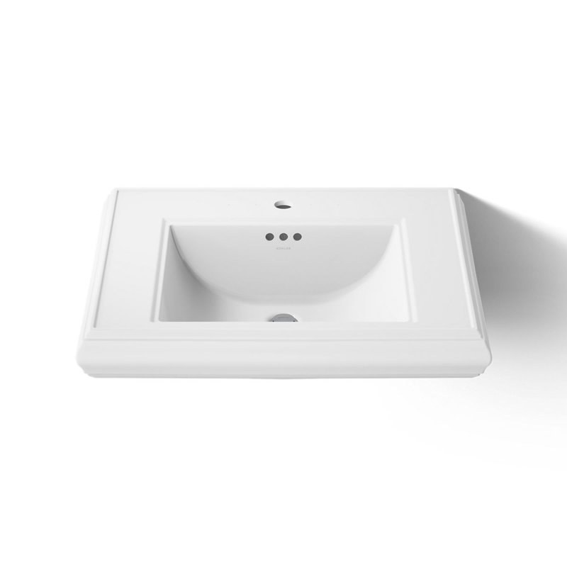 Memoirs Rectangular Pedestal Bathroom Sink with Overflow, White, Single Hole Faucet