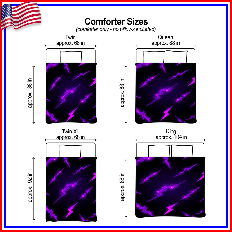 Purple Lightning Bolts Comforter, Twin Extra Long