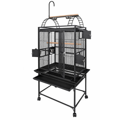 Grande cage à oiseaux noire avec toit ouvrant