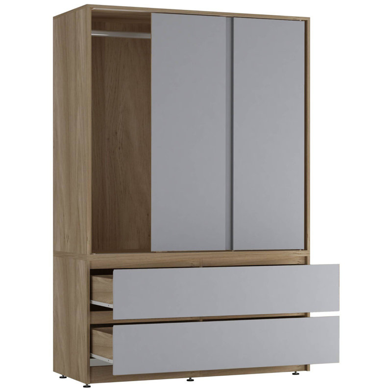 Manufactured Wood Wardrobe, Oak/Grey