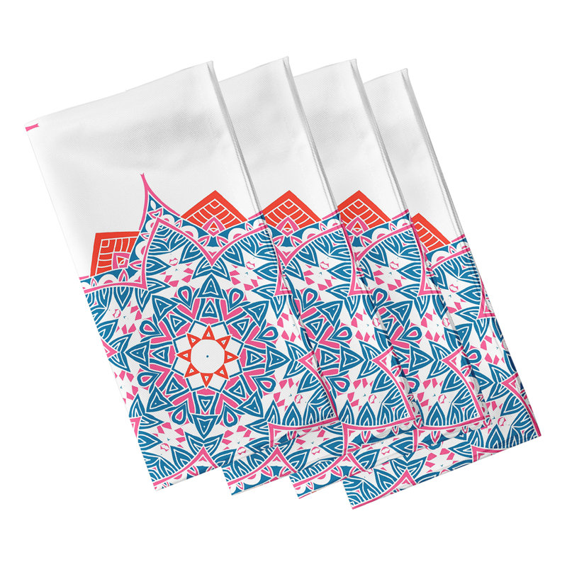 Jimmie Polyester Geometric Square Napkin, Blue