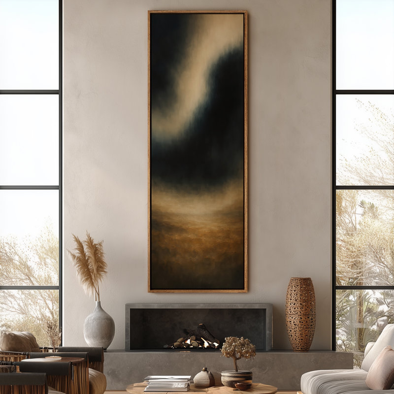 Très grand art mural rétro encadré pour art classique, H 60 po x l 20 po, Naturel