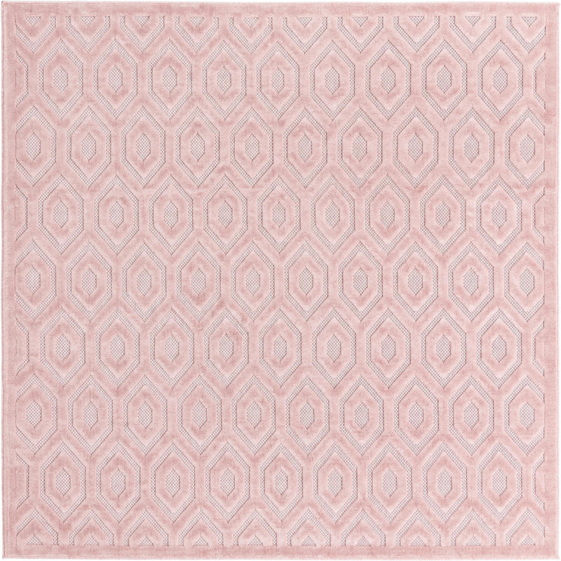 Outdoor Muzzicon Area Rug Pink-Light Pink Color, Square 7'10"