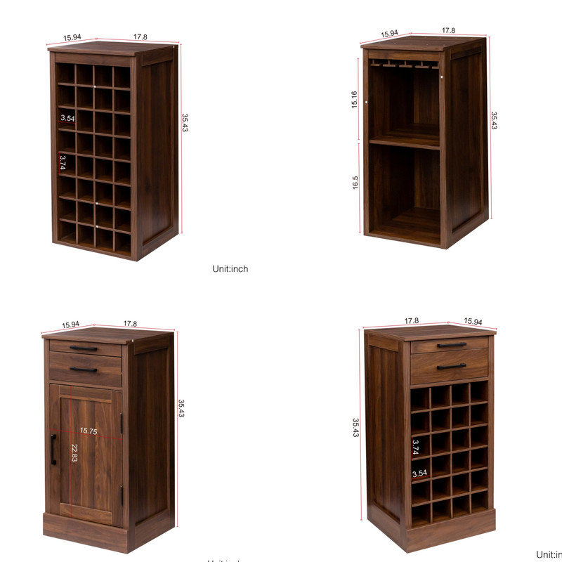 Sebastin 70" Large Wine Bar Cabinet Set,Modern Buffet Sideboard with Storage Shelves, Kithchen Bar with Drawers, Walnut