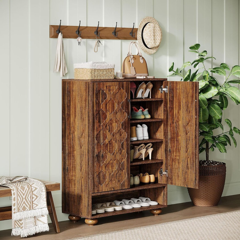 Armoire à chaussures Tribesigns 31,5 ", étagère à chaussures à 6 niveaux avec tablettes réglables