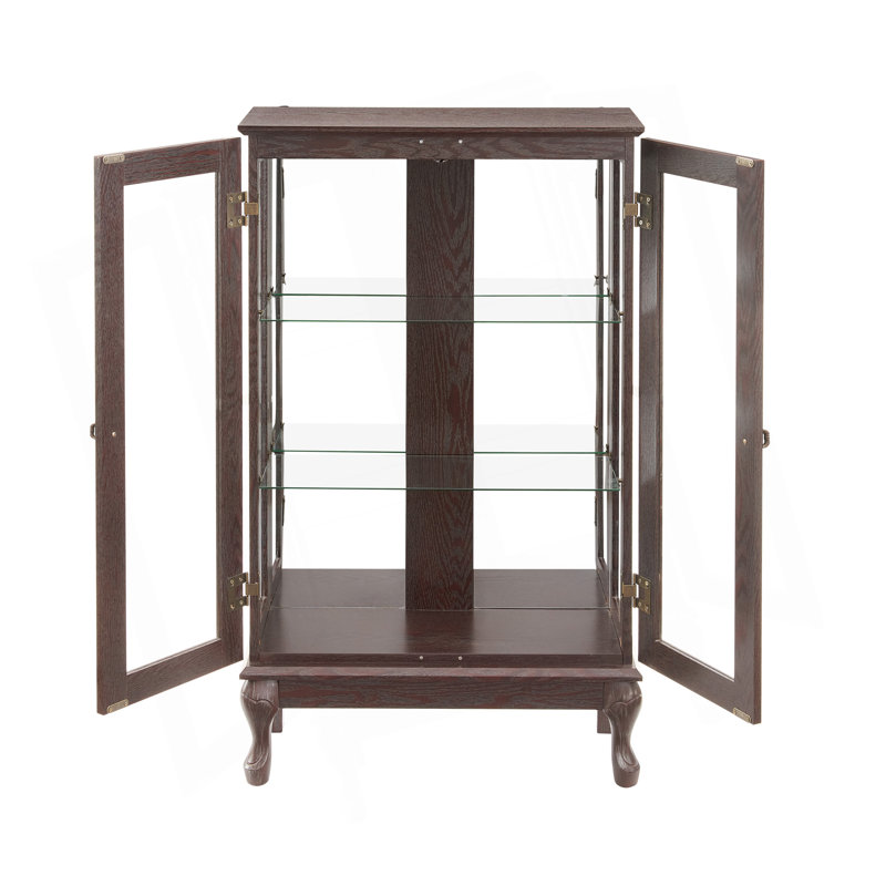 Vitrine 2 portes avec portes en verre trempé, armoires de terrasse avec panneau arrière en miroir et tablettes réglables, vitrine éclairée pour la maison, ampoule de bureau incluse