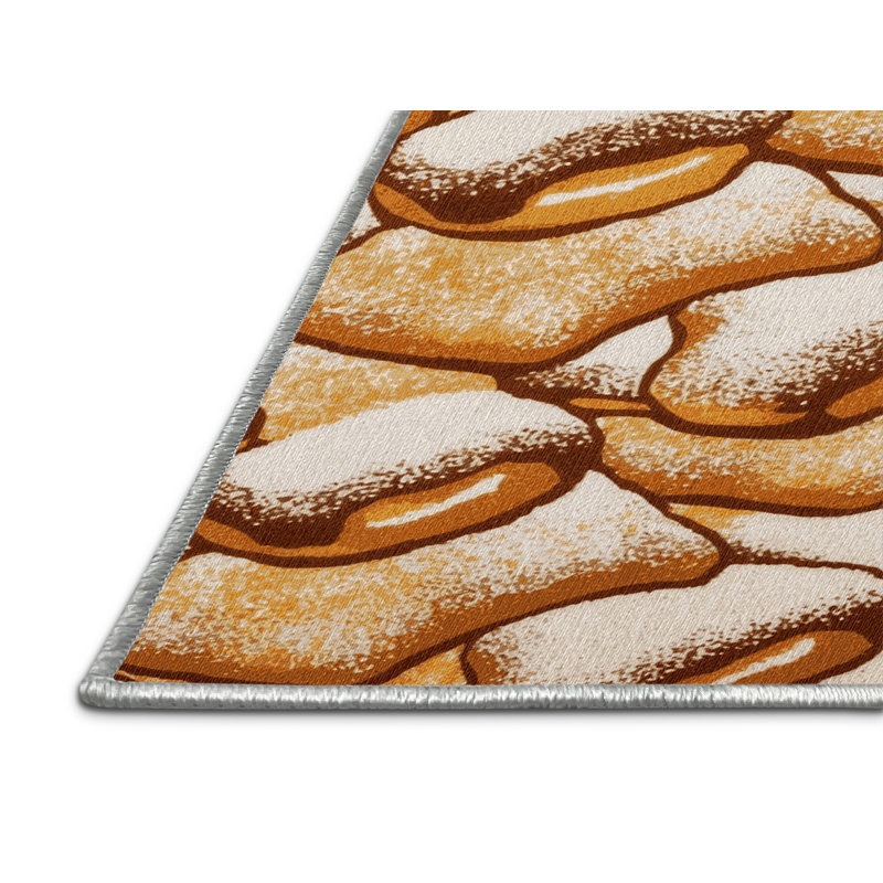 Washable Beignets Desserts Area Rug, Square 8'