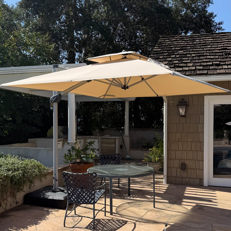 Parasol carré en porte-à-faux 132 po Ianthe, Beige