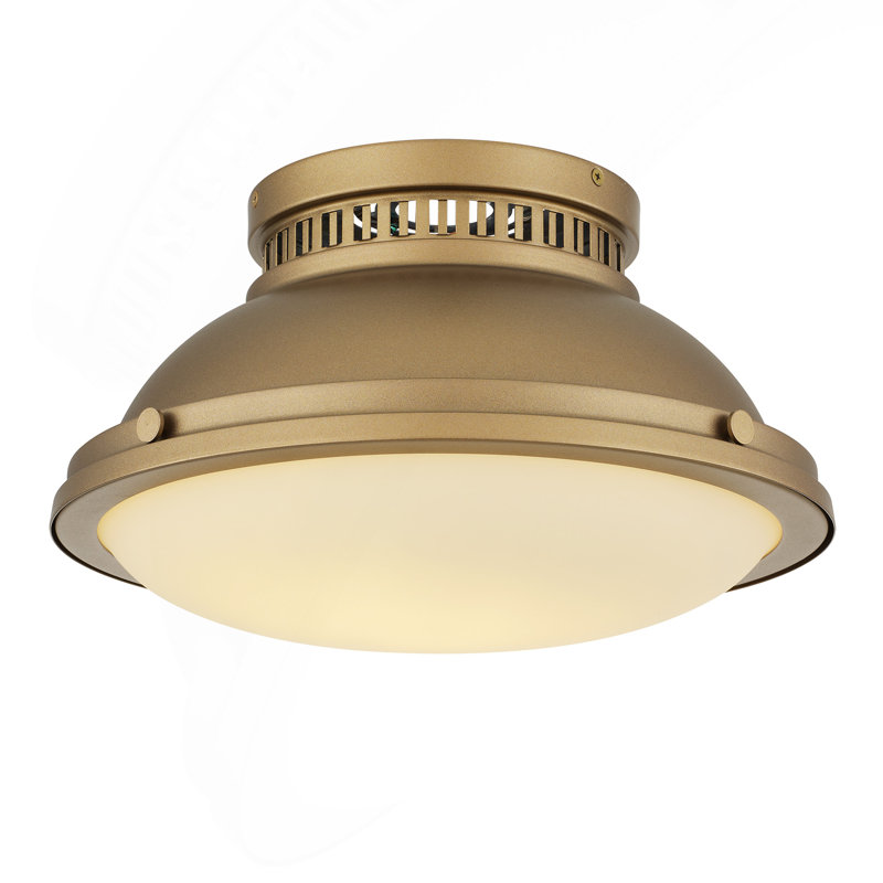 Plafonnier encastré en laiton poli 2 lumières 2 lumières, Laiton brossé