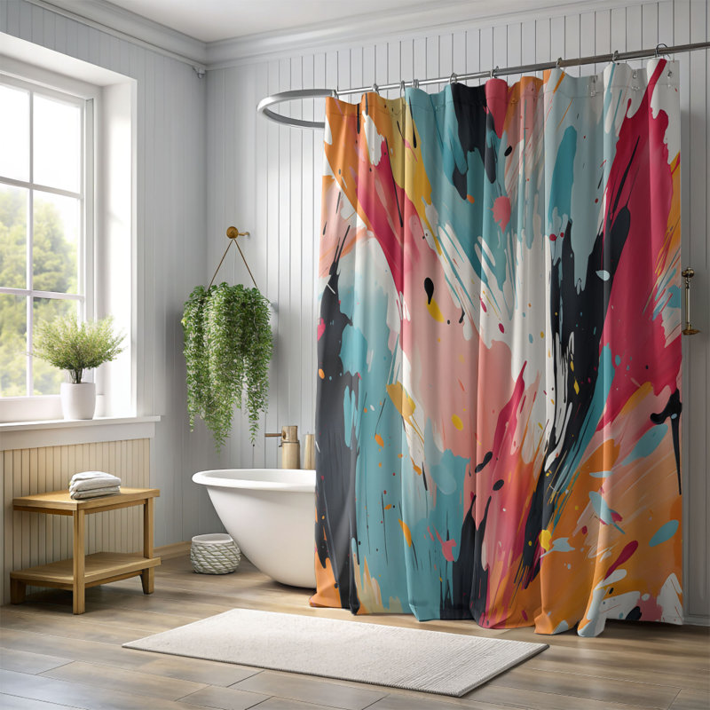 Artistic Strokes - Premium Shower Curtain, 74"H x 71"W