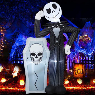 Squelette et pierre tombale gonflable d'Halloween