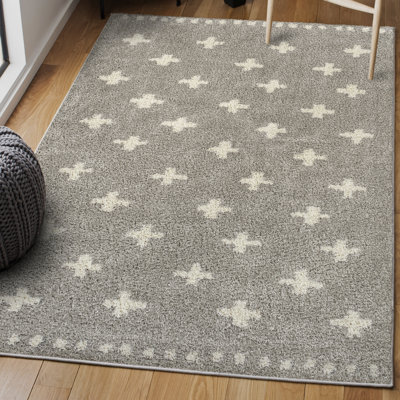 Kaleya Berber Geometric Shag Gray/Ivory Rug